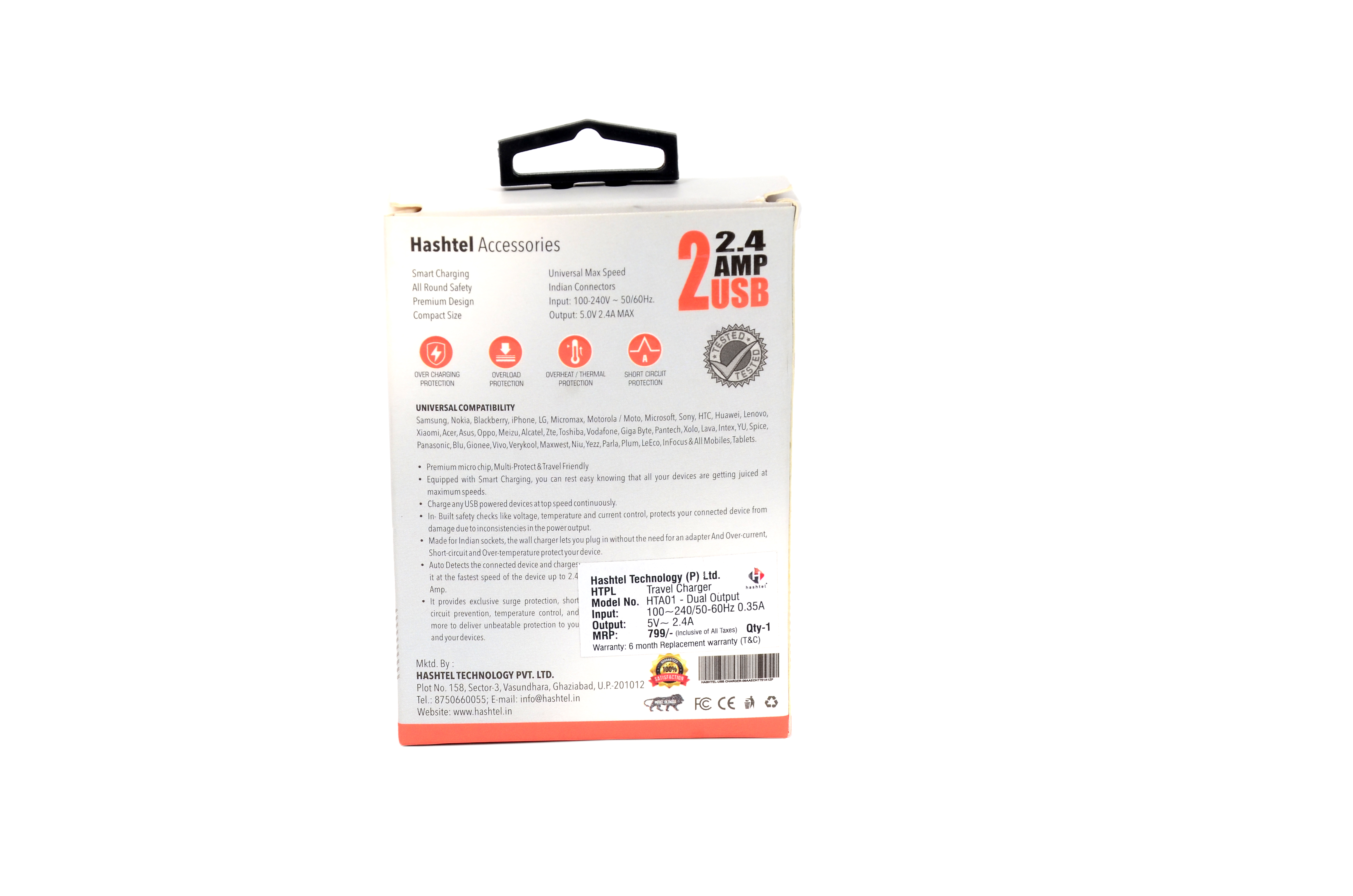 Power Adaptor  Output - 5v~2.4A Dual output with Micro Cable